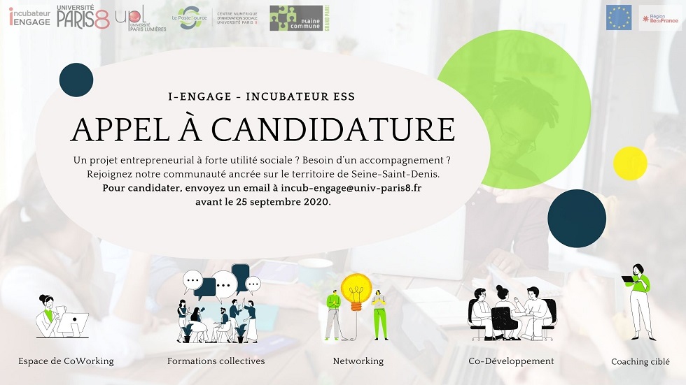 Appel à candidature - L'incubateur I-Engage Paris 8 Saint-Denis - Promotion 2020-2021
